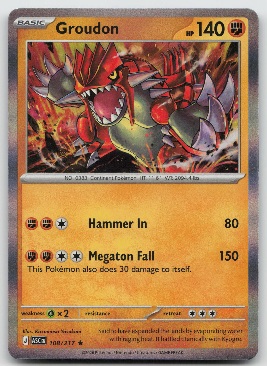 Groudon Rare Holo ME: Ascended Heroes 108/217 NM