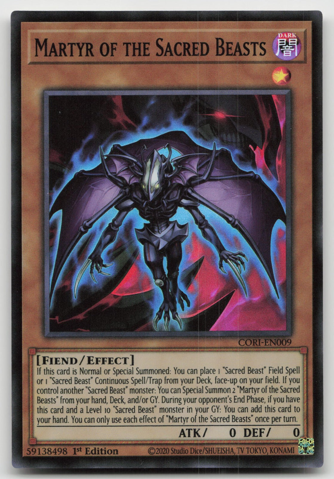 Martyr of the Sacred Beasts 1st Edition Super Rare Chaos Origins CORI-EN009 NM