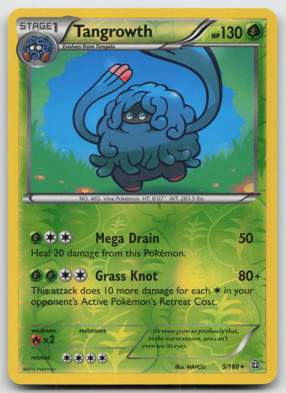 Tangrowth Rare Reverse Holo XY - Primal Clash 5/160 NM