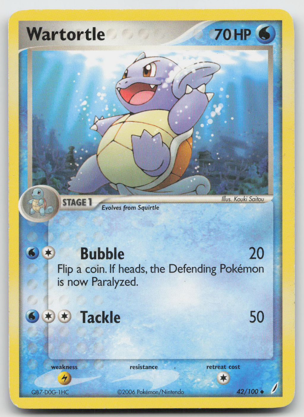 Wartortle Uncommon Normal Crystal Guardians 42/100 DMG