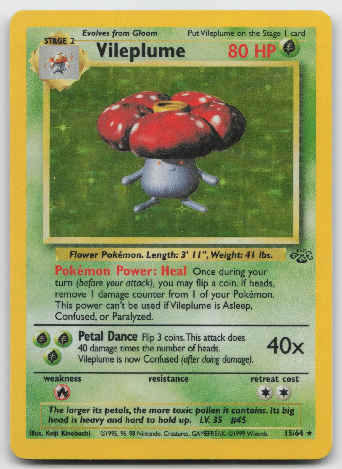 Vileplume Unlimited Holo Rare Jungle 15/64 HP