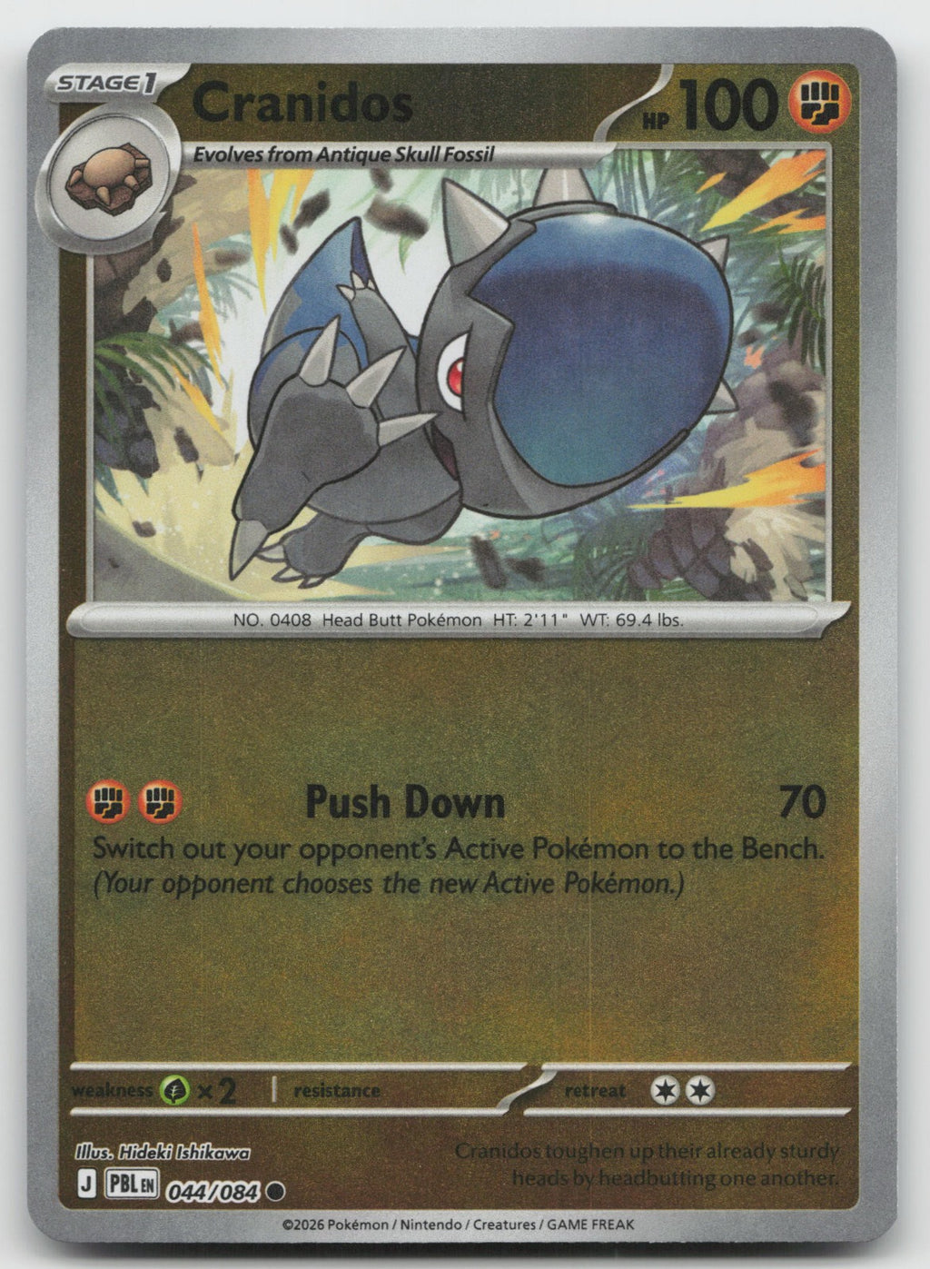 Cranidos Reverse Holo Common ME05: Pitch Black 044/084 NM