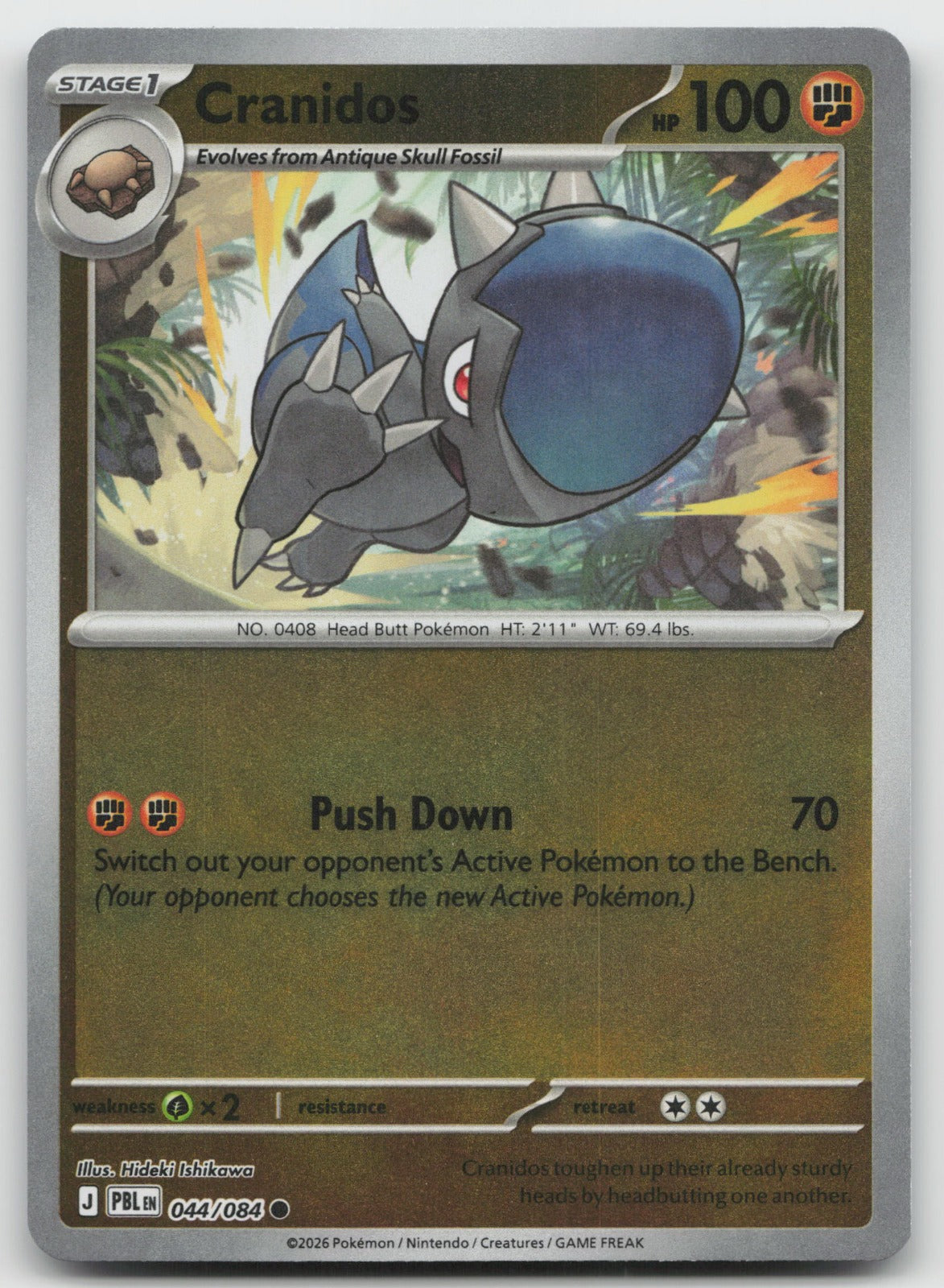Cranidos Reverse Holo Common ME05: Pitch Black 044/084 NM