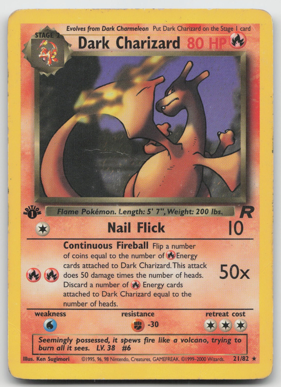 Dark Charizard Rare 1st Edition Team Rocket 21/82 DMG