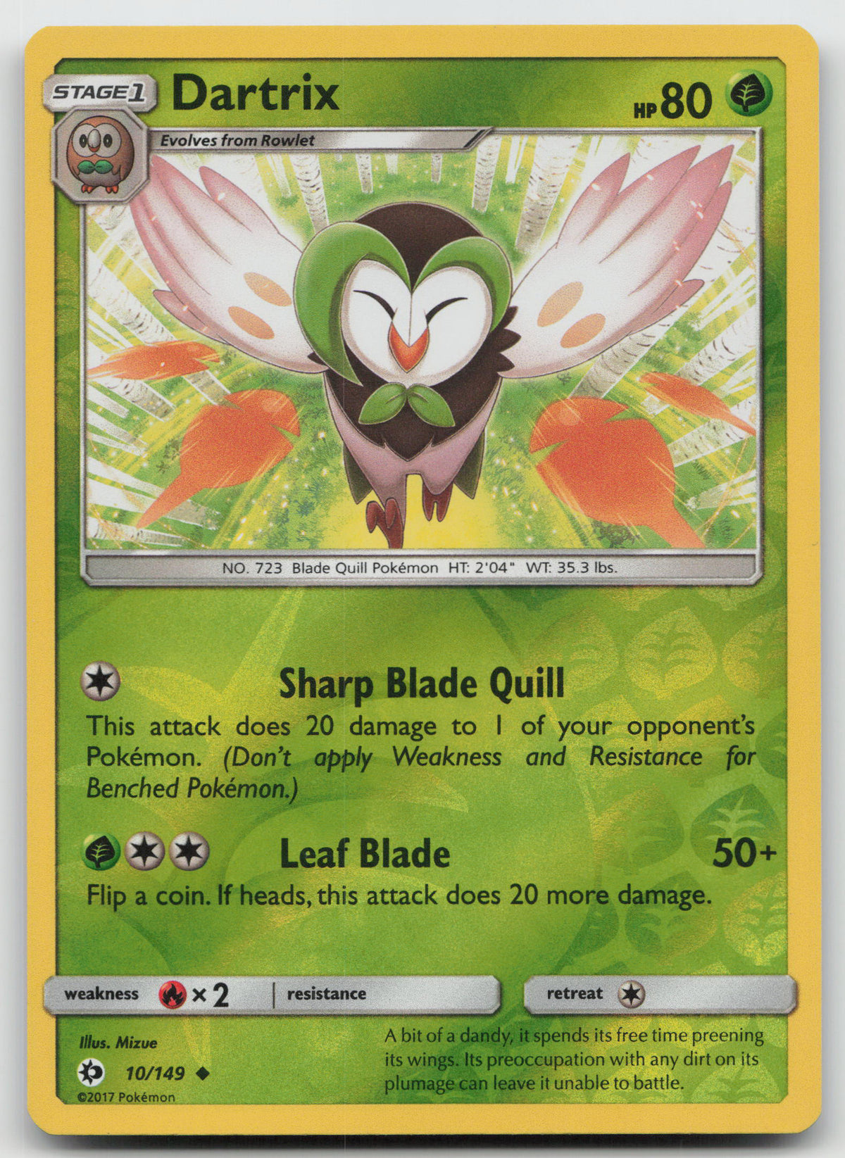 Dartrix Uncommon Reverse Holofoil SM Base Set 10/149 VLP