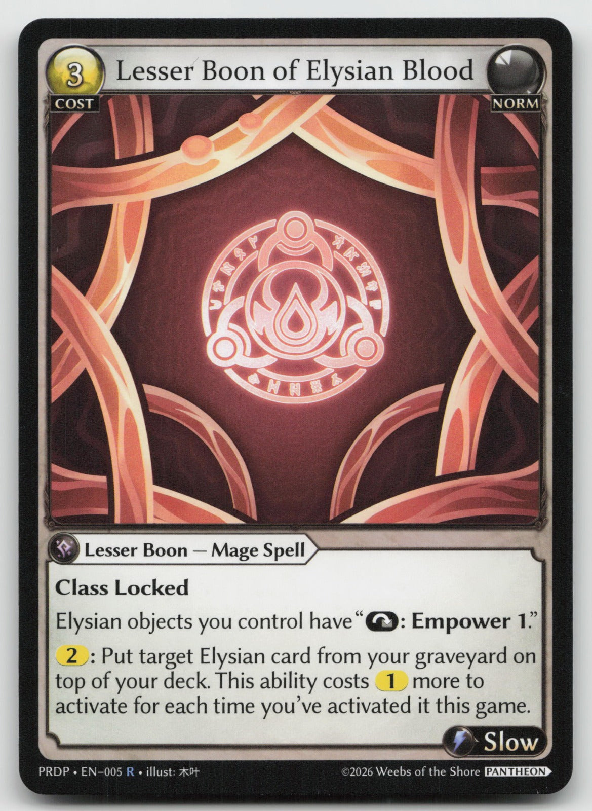 Lesser Boon of Elysian Blood Rare .asphodel/paradise: Pantheon 005 NM
