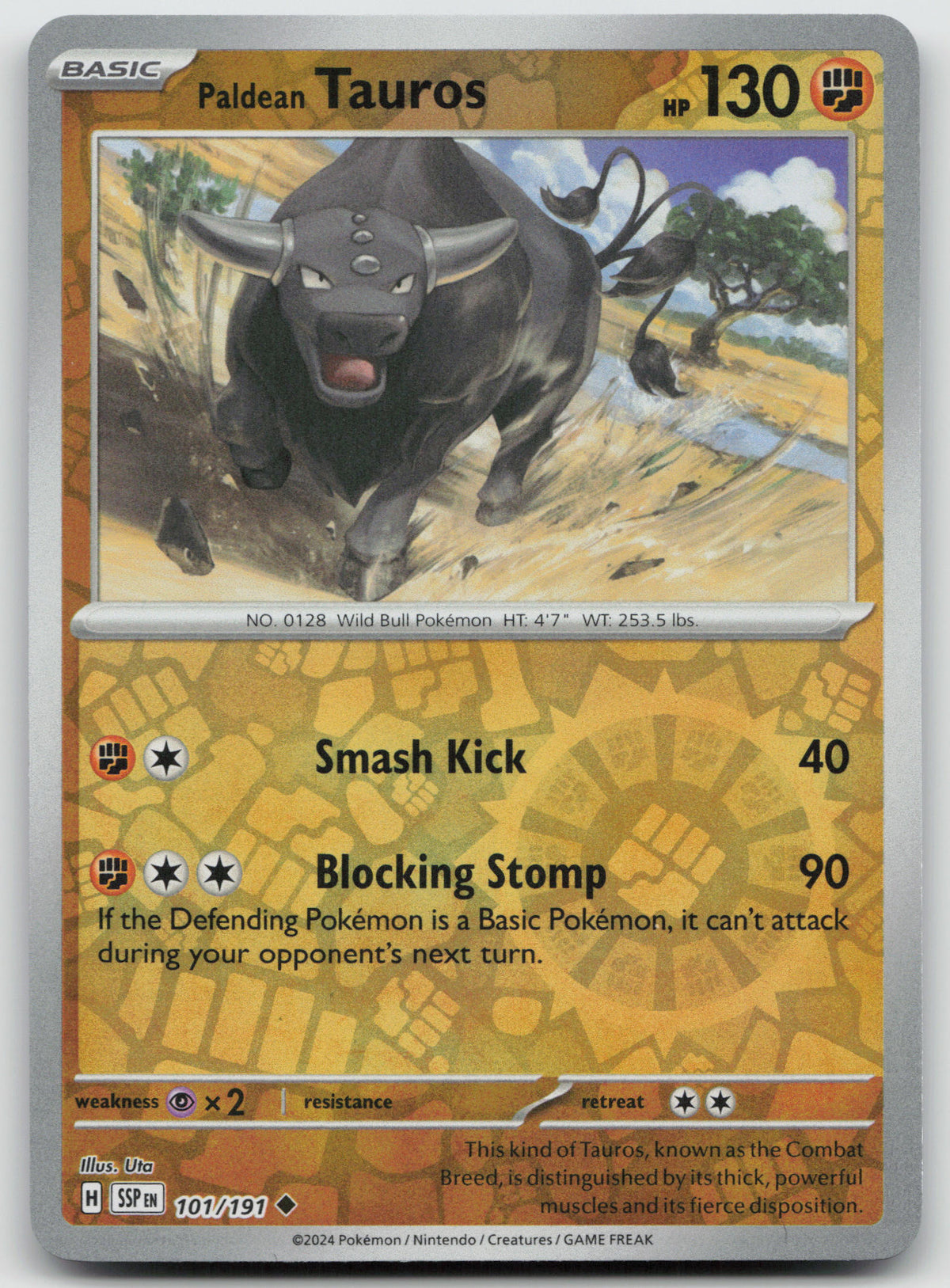 Paldean Tauros Uncommon Reverse Holo SV08: Surging Sparks 101/191 NM