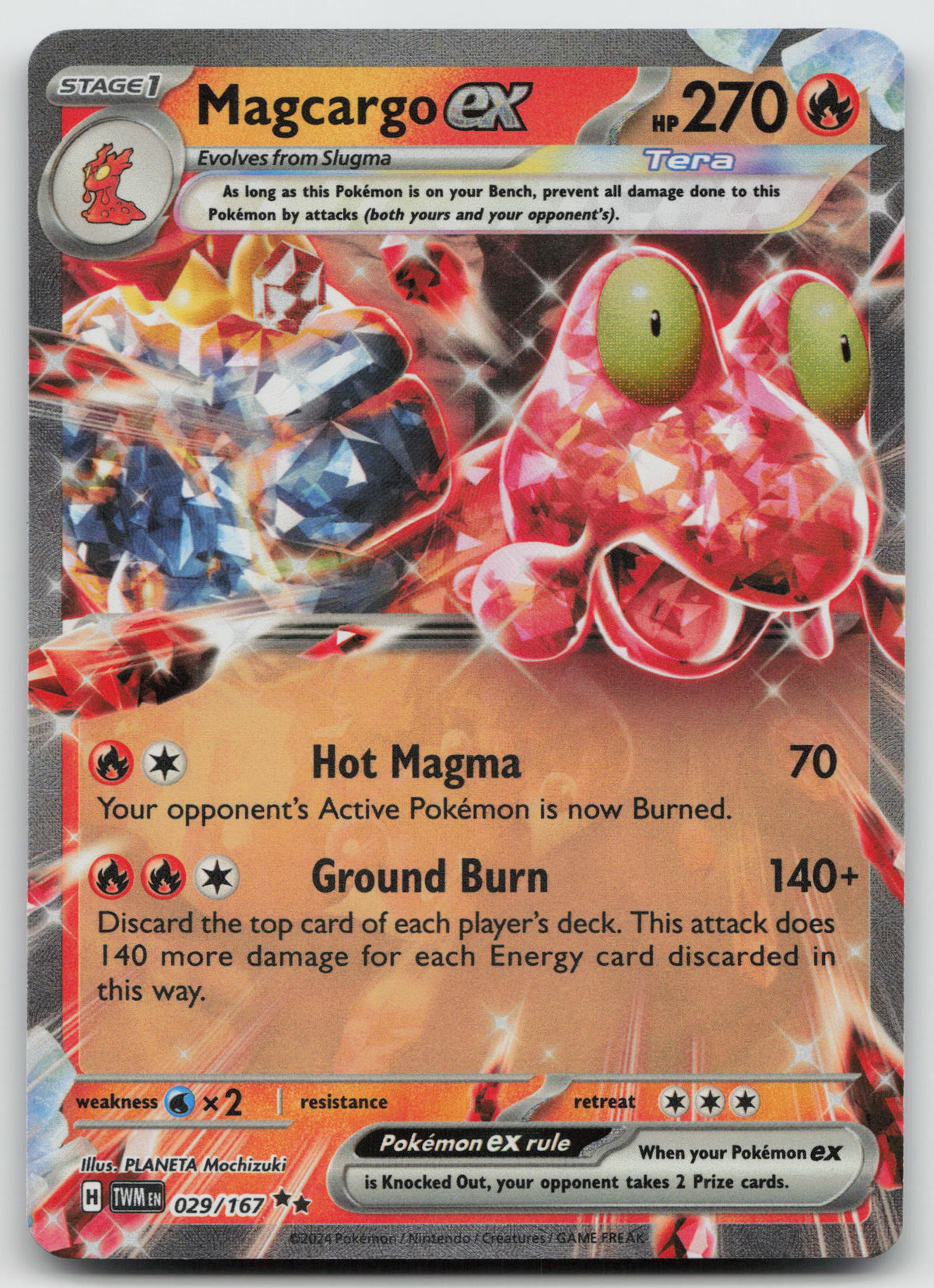 Magcargo ex Double Rare Reverse Holo SV06: Twilight Masquerade 029/167 NM