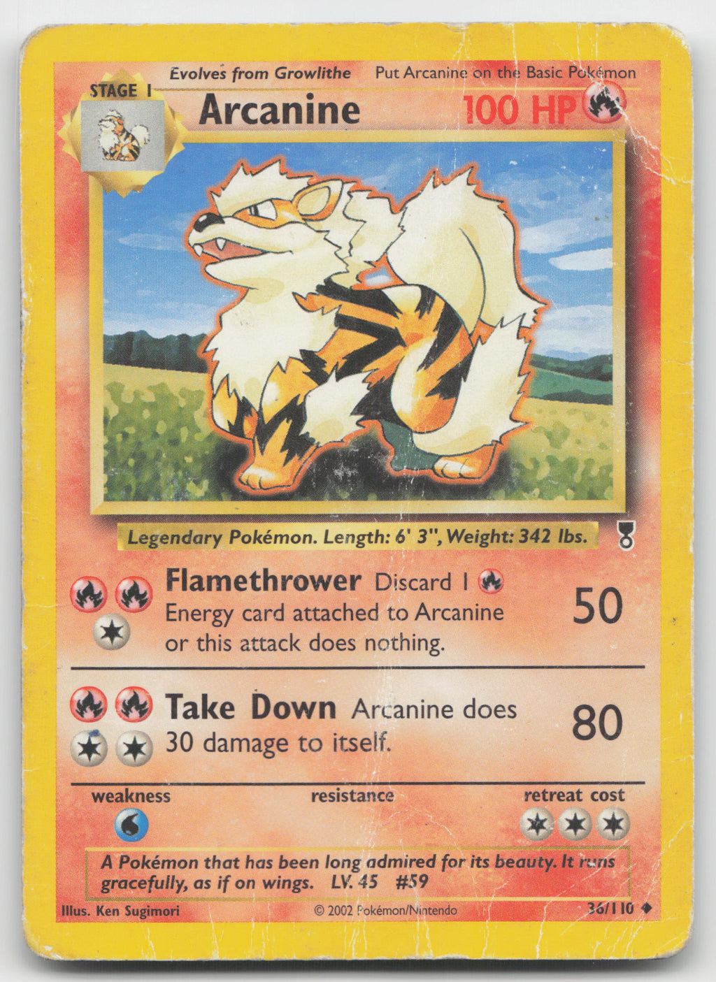 Arcanine Uncommon Unlimited Legendary Collection 36/110 DAMAGED