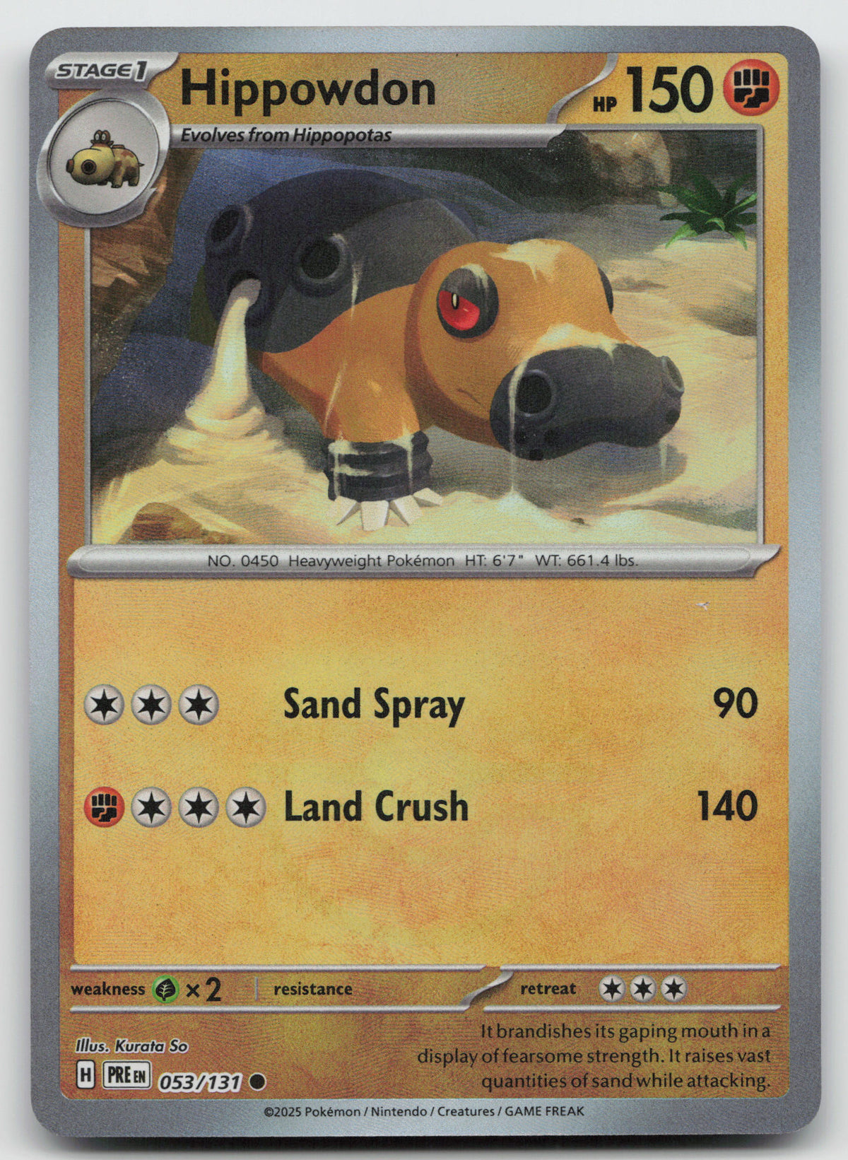 Hippowdon Common Reverse Holo SV: Prismatic Evolutions 053/131 NM