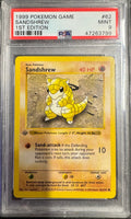 Sandshrew 1st Edition Common Base Set (Shadowless) 62/102 PSA 9