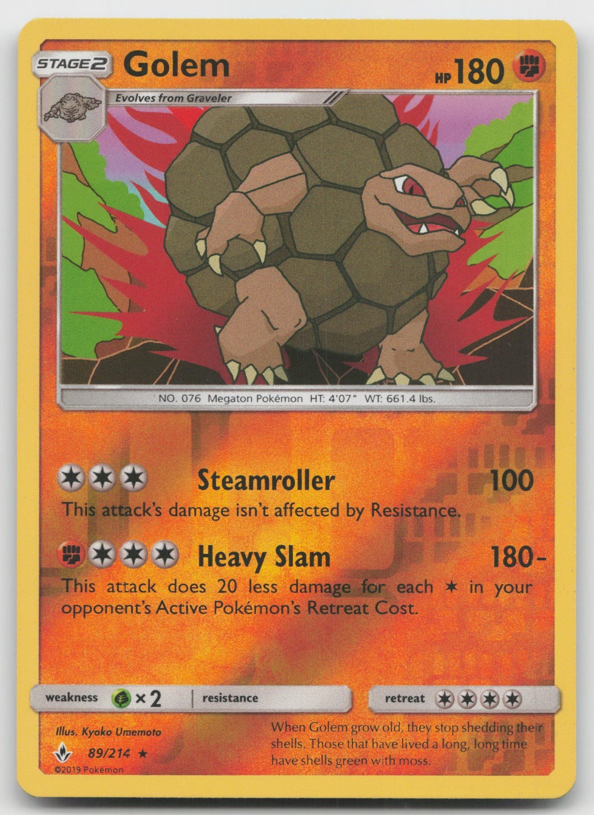 Golem Reverse Holo Rare SM - Unbroken Bonds 89/214 LP