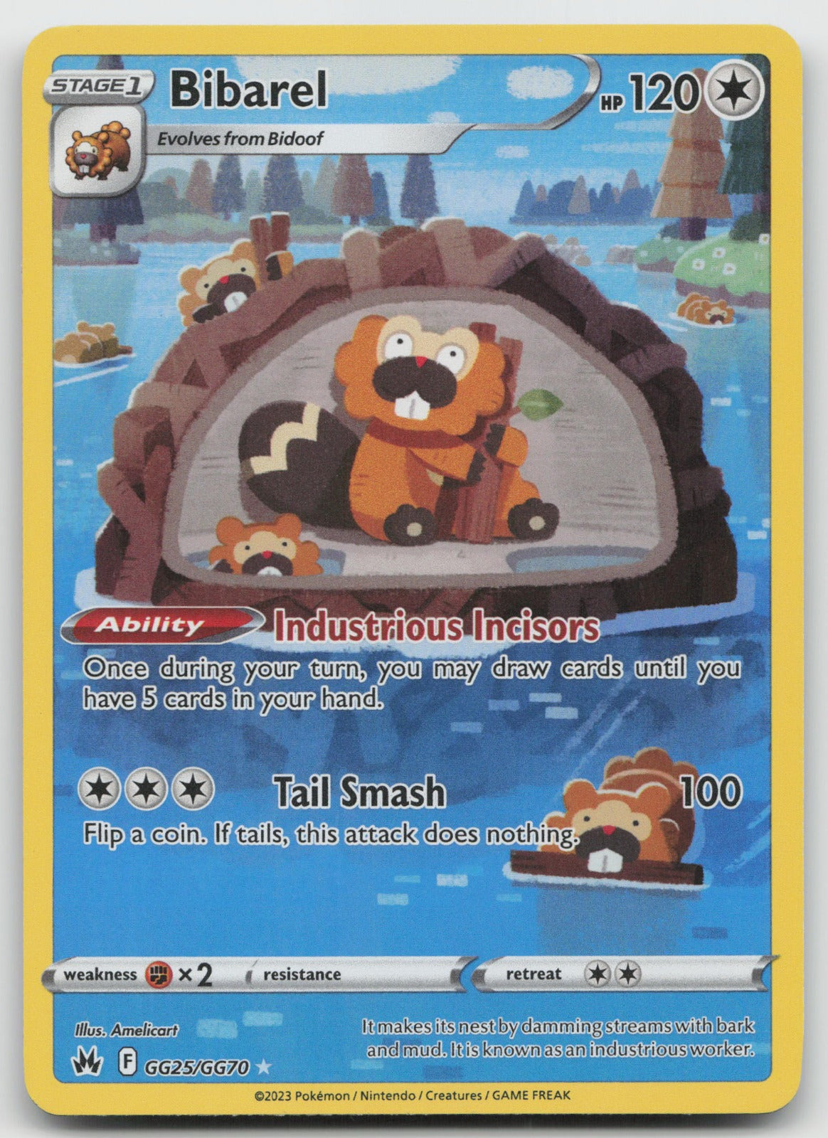 Bibarel Holo Ultra Rare SWSH: Crown Zenith: Galarian Gallery GG25/GG70 NM