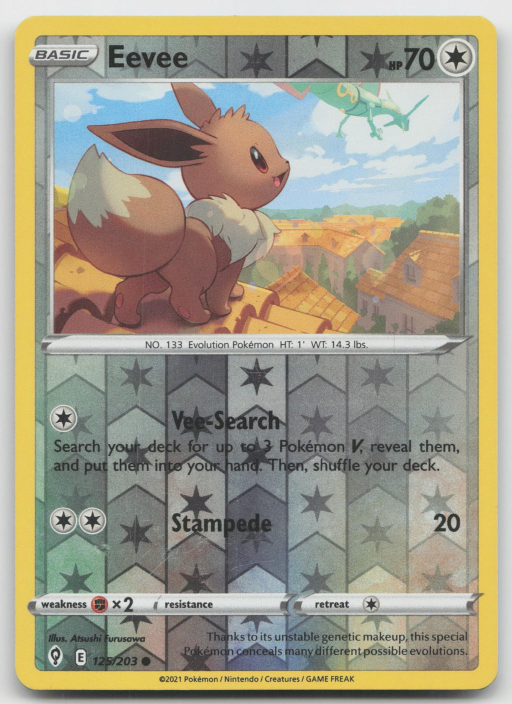 Eevee Common Reverse Holo SWSH07: Evolving Skies 125/203 LP