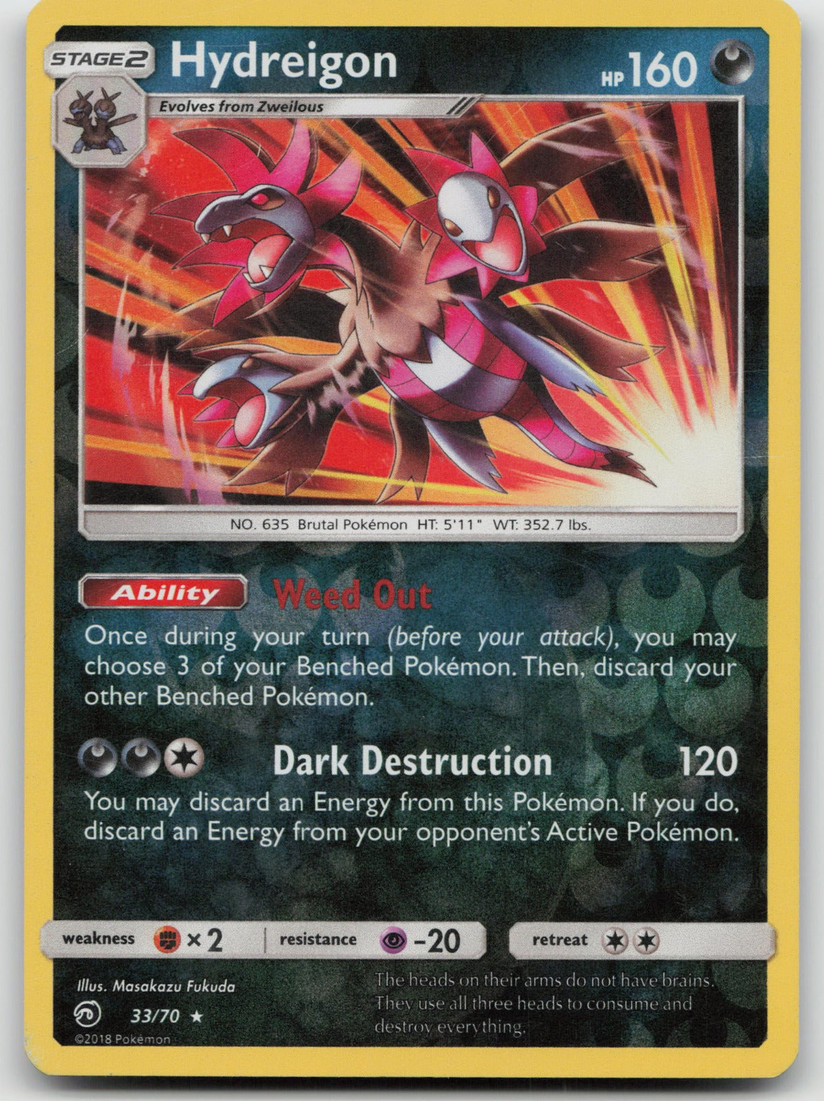 Hydreigon Reverse Holo Rare Dragon Majesty 33/70 LP