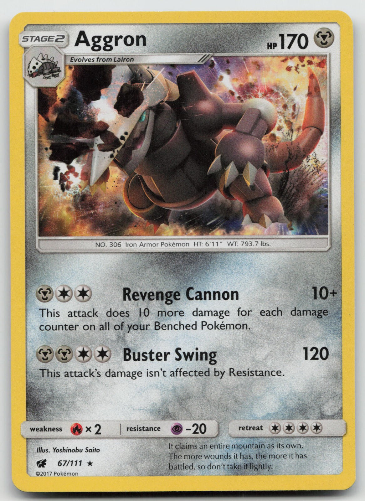 Aggron Holo Rare SM - Crimson Invasion 67/111 LP