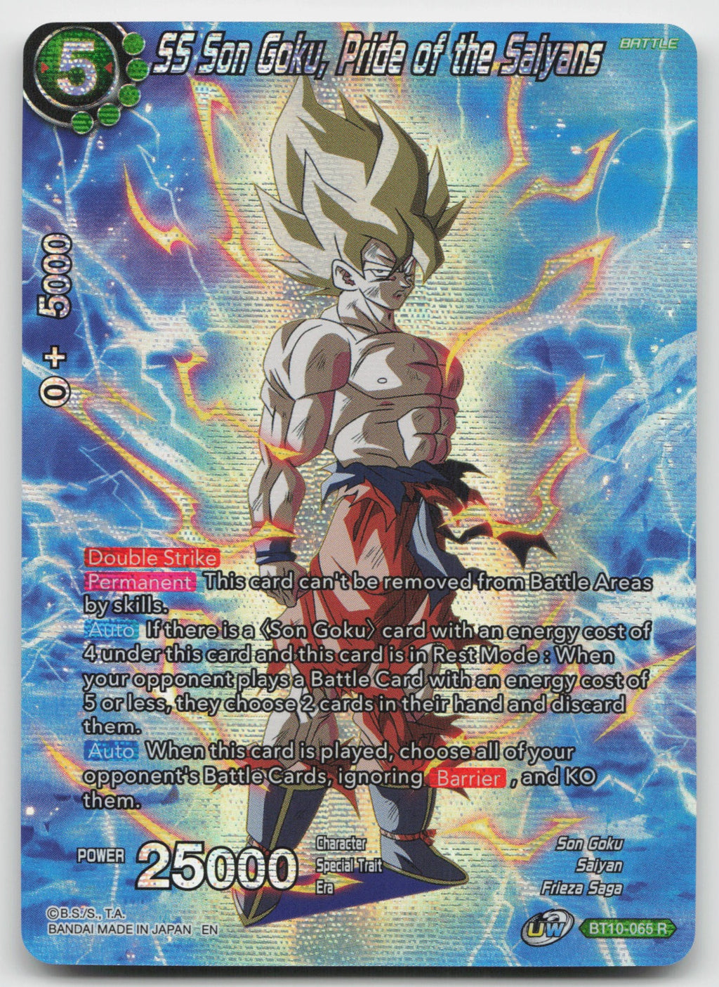 SS Son Goku, Pride of the Saiyans Rare Foil: History of Son Goku BT10-065 NM