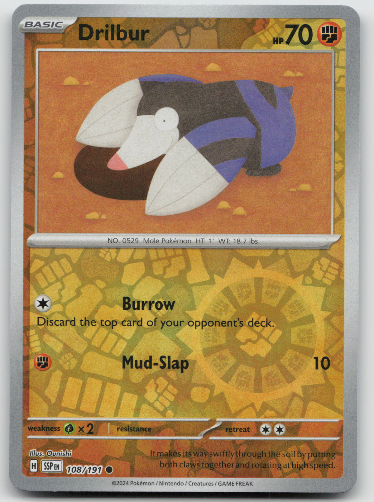 Drilbur Common Reverse Holo SV08: Surging Sparks 108/191 NM