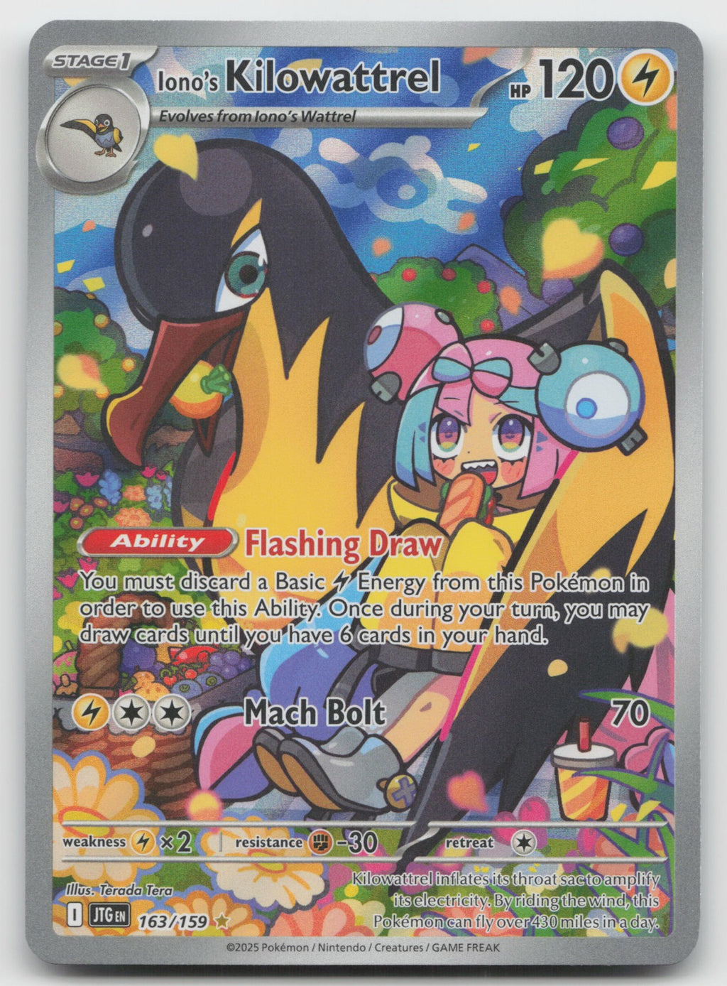 Iono's Kilowattrel Holo Illustration Rare SV09: Journey Together 163/159 NM