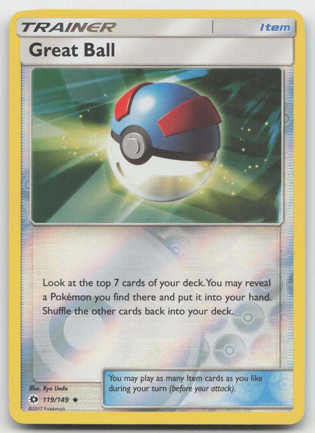 Great Ball Uncommon Reverse Holo SM Base Set 119/149 VLP