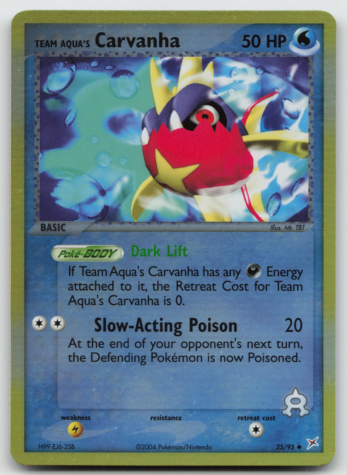 Team Aqua's Carvanha - Uncommon Reverse Holo Team Magma vs Team Aqua 25/95 NM