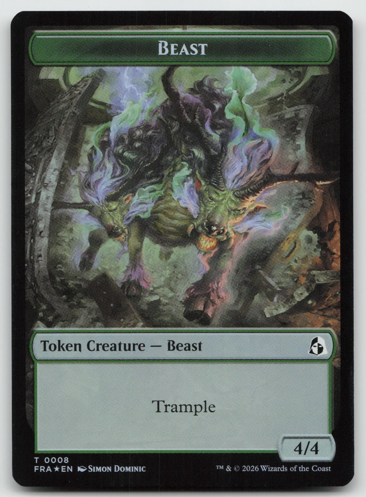 Cadet // Beast Double-Sided Token T Foil Reality Fracture 1 // 8 NM