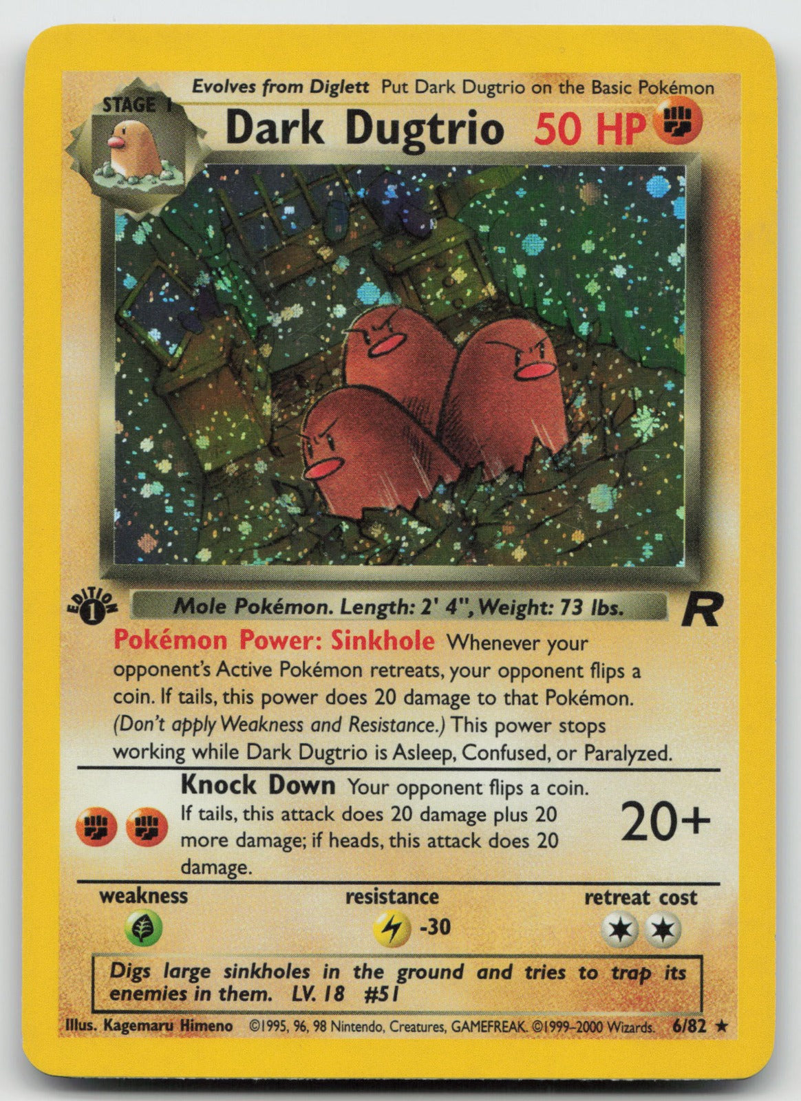 Dark Dugtrio Holo Rare 1st Edition Team Rocket 6/82 LP