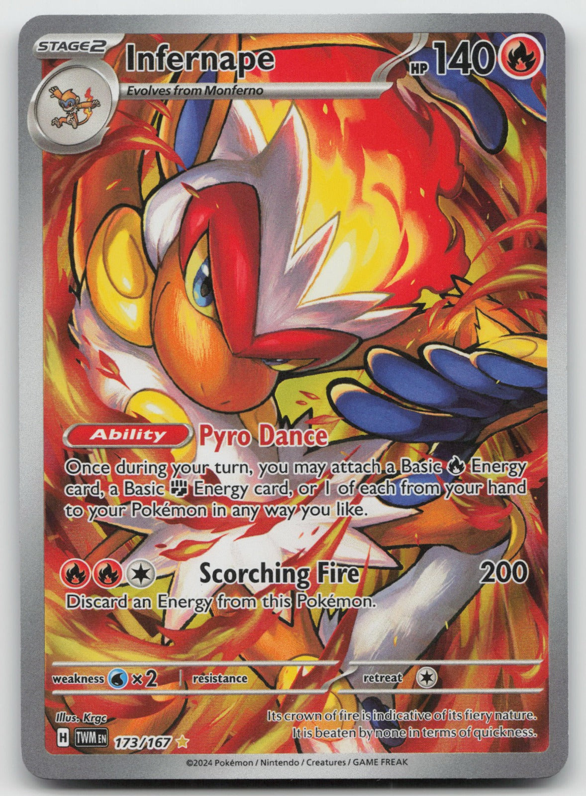Infernape Illustration Rare Holo SV06: Twilight Masquerade 173/167 NM