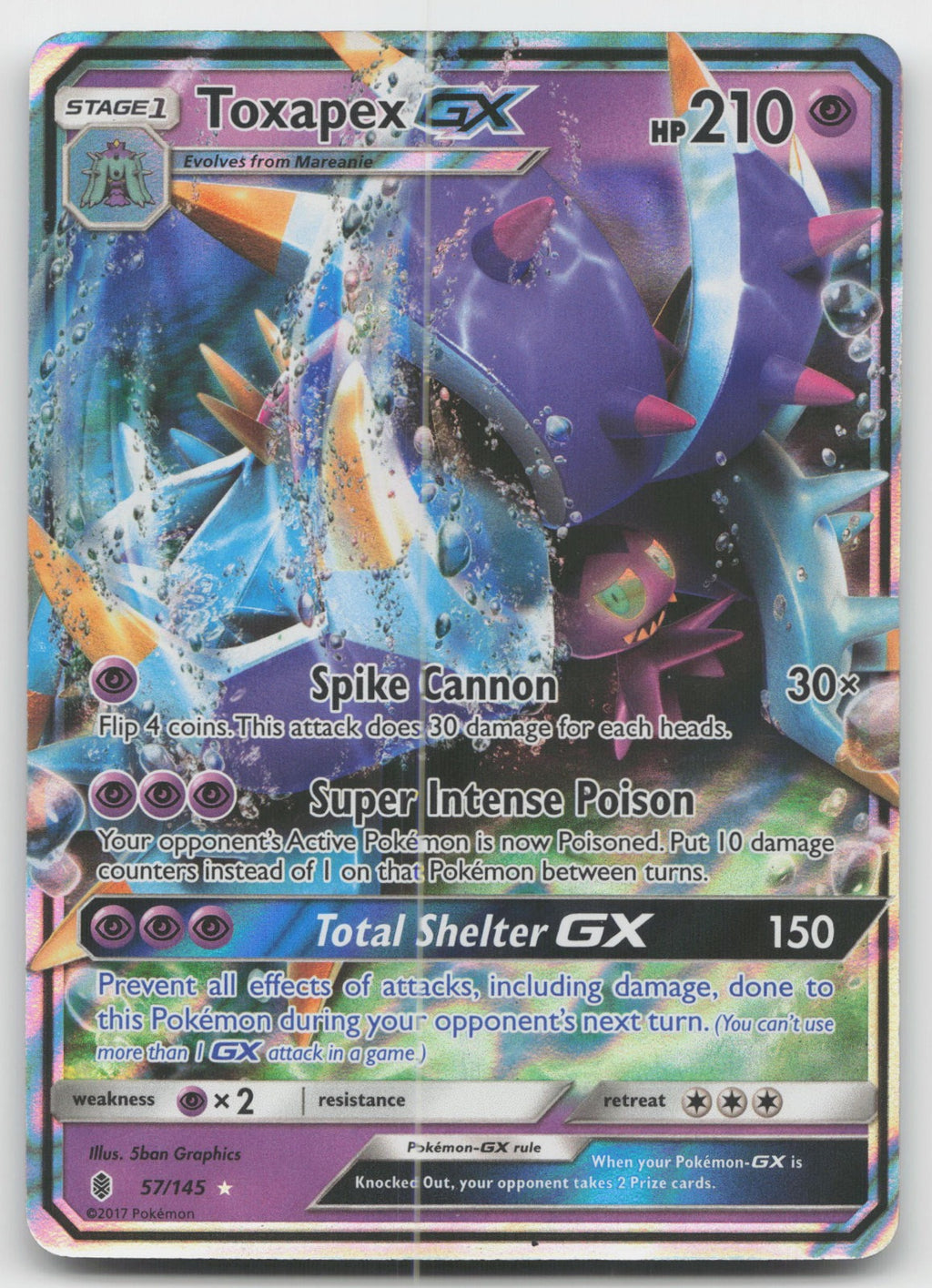 Toxapex GX Holo Ultra Rare SM - Guardians Rising 57/145 HP