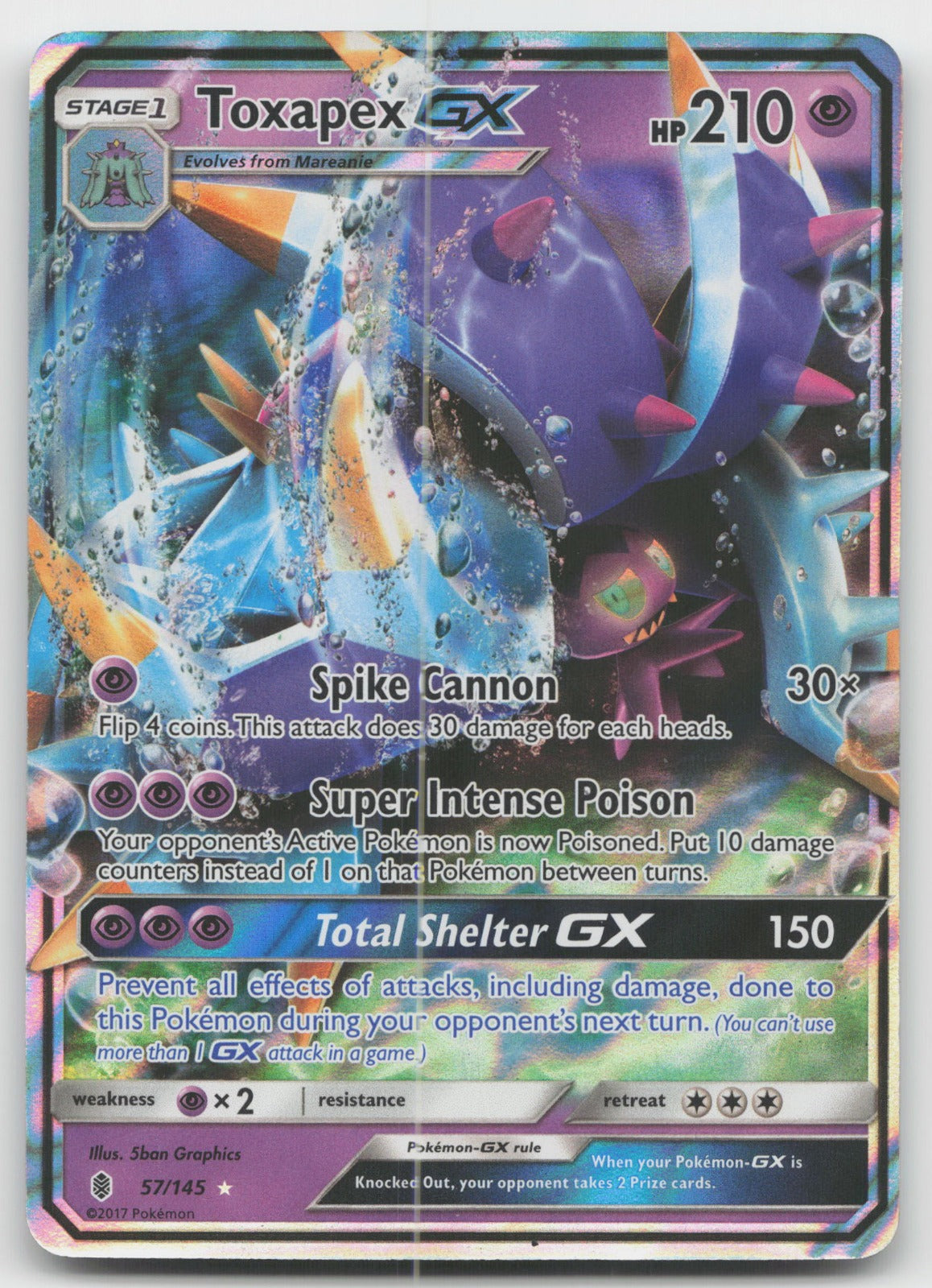 Toxapex GX Holo Ultra Rare SM - Guardians Rising 57/145 HP