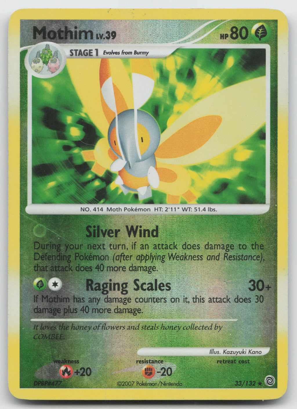Mothim Rare Reverse Holo Secret Wonders 33/132 HP