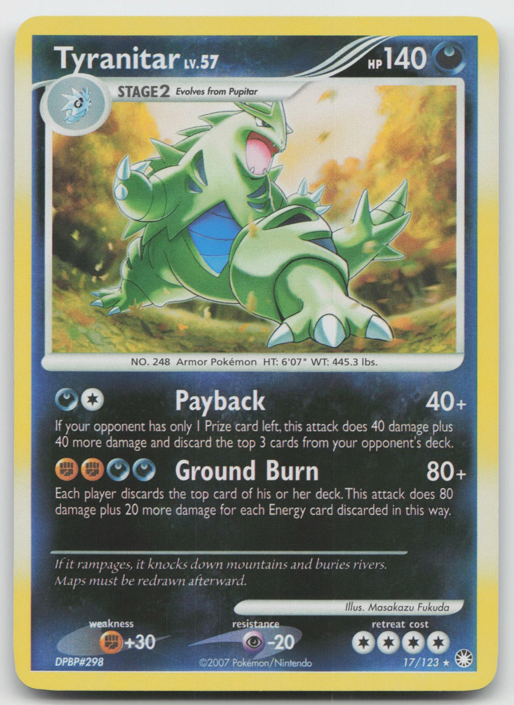 Tyranitar Rare Reverse Holo Mysterious Treasures 17/123 NM