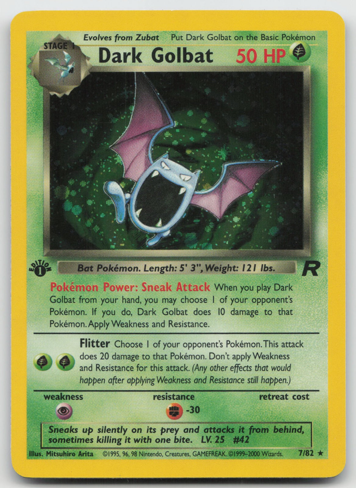 Dark Golbat Holo Rare 1st Edition Team Rocket 7/82 LP/Dented