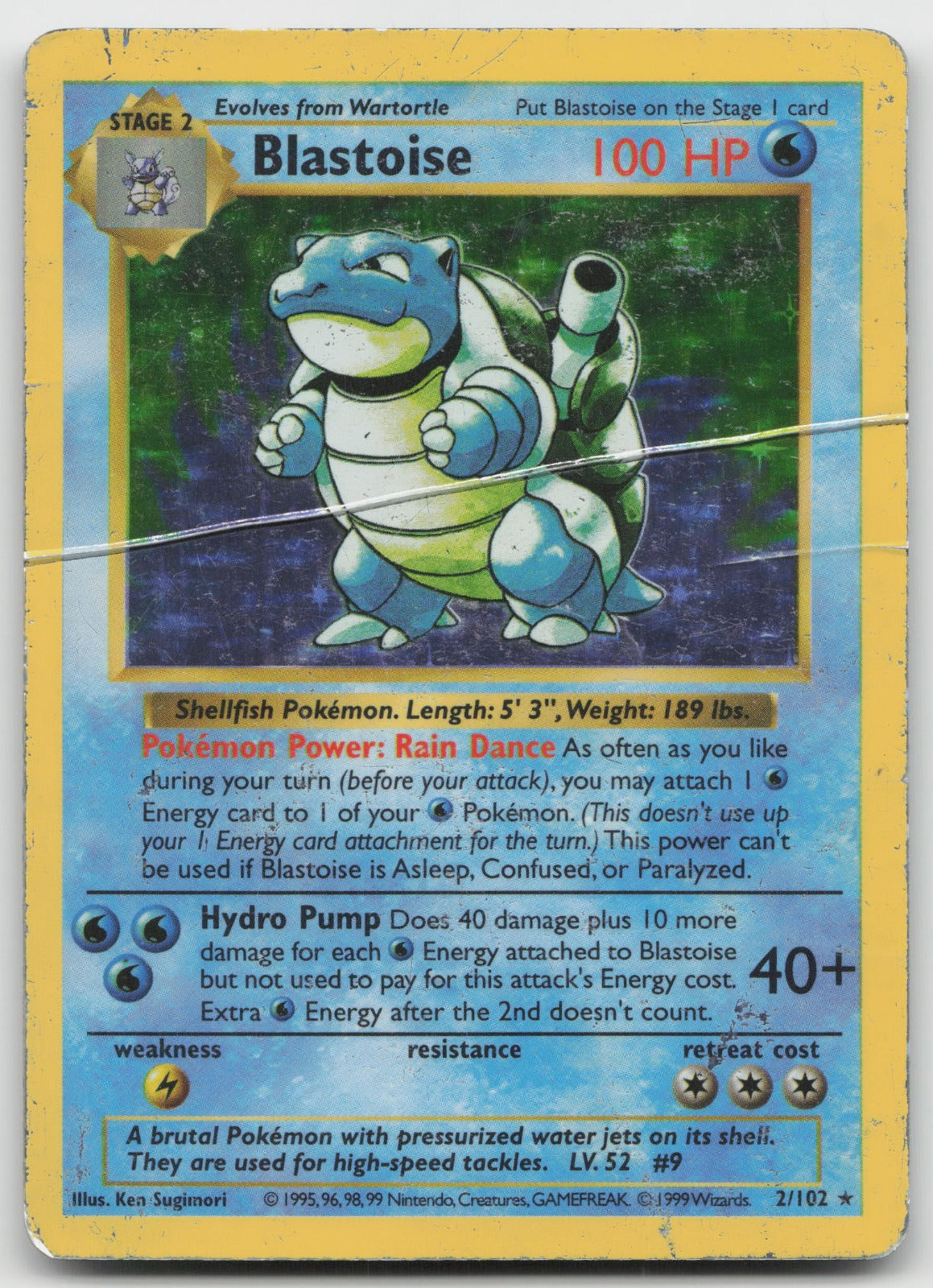 Blastoise Holo Rare Base Set (Shadowless) 2/102 VERY DMG