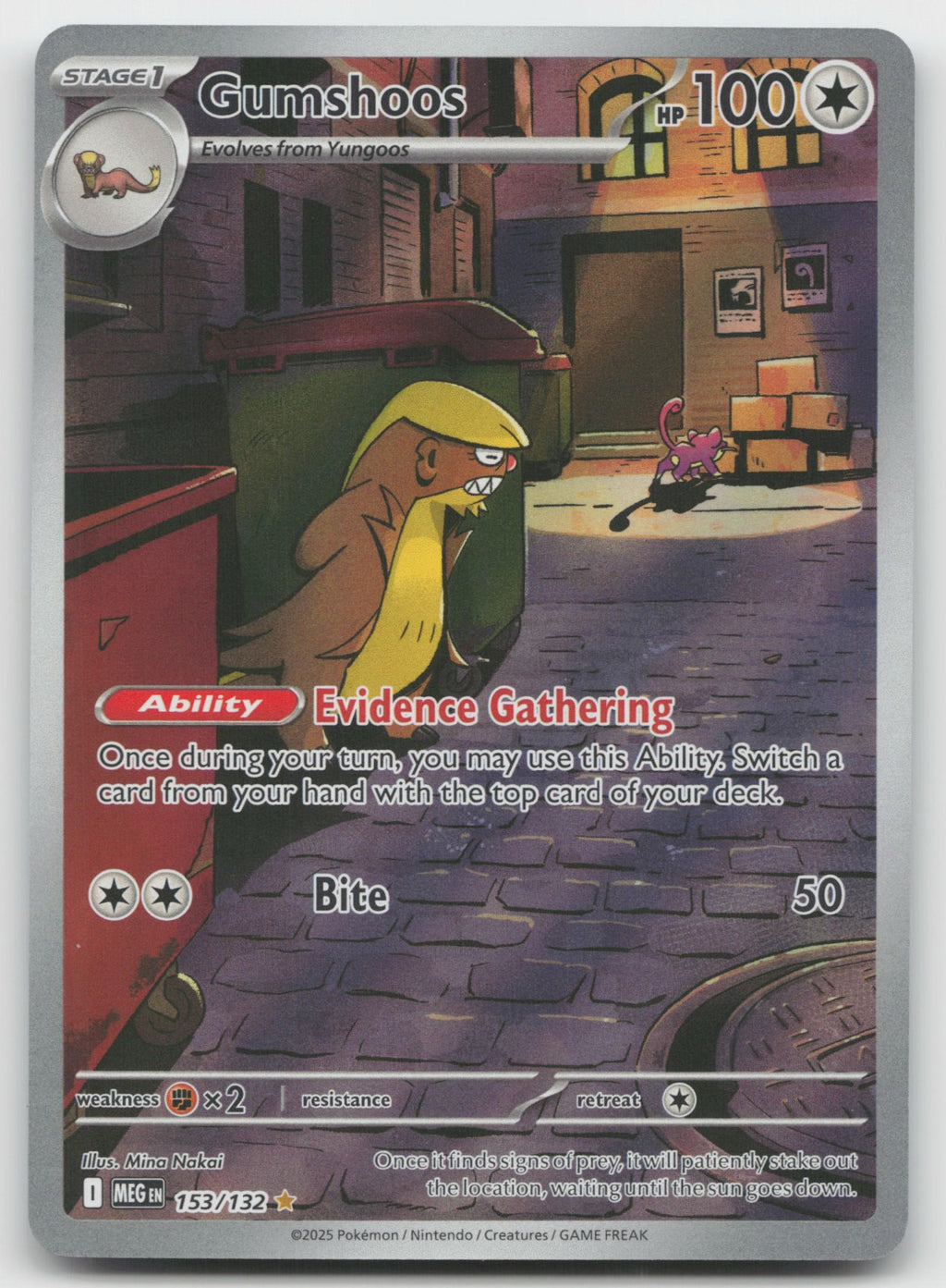 Gumshoos Holo Illustration Rare ME01: Mega Evolution 153/132 NM
