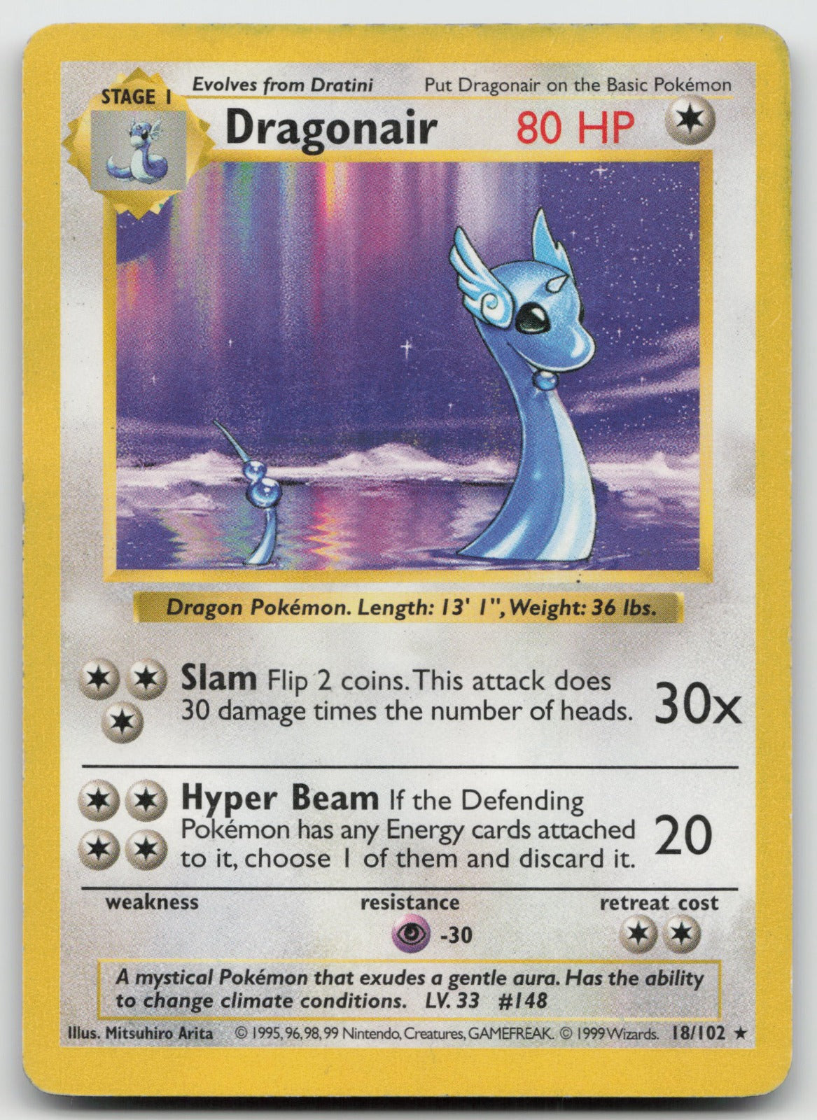 Dragonair Rare Base Set (Shadowless) 18/102 DMG