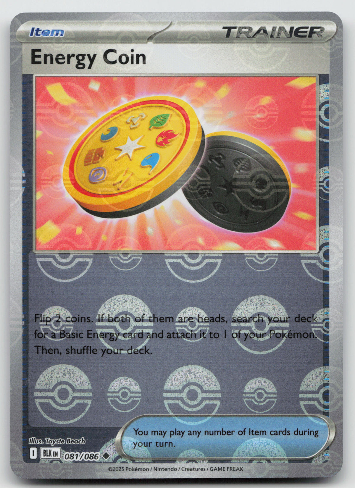 Energy Coin (Poke Ball Pattern) Uncommon Holo SV: Black Bolt 081/086 NM