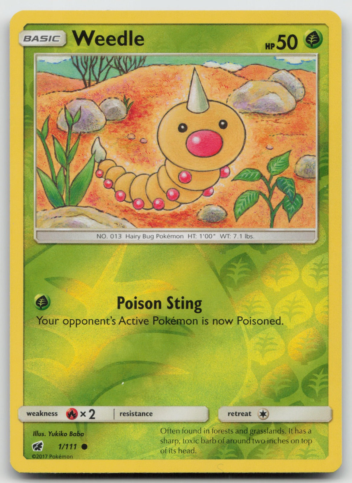 Weedle Reverse Holo Common SM - Crimson Invasion 1/111 NM