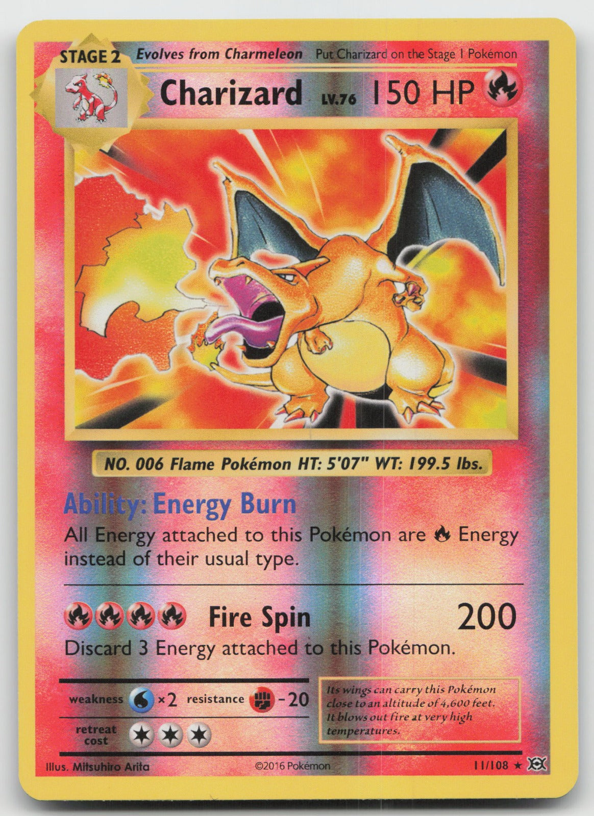 Charizard Reverse Holo Rare XY - Evolutions 11/108 NM