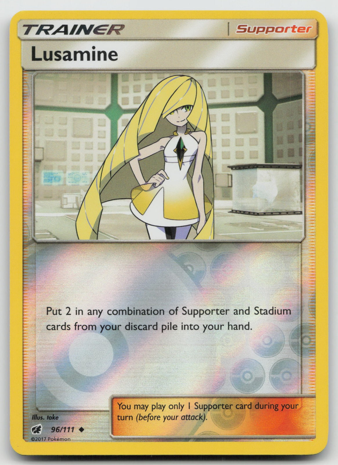 Lusamine Reverse Holo Uncommon SM - Crimson Invasion 96/111 NM