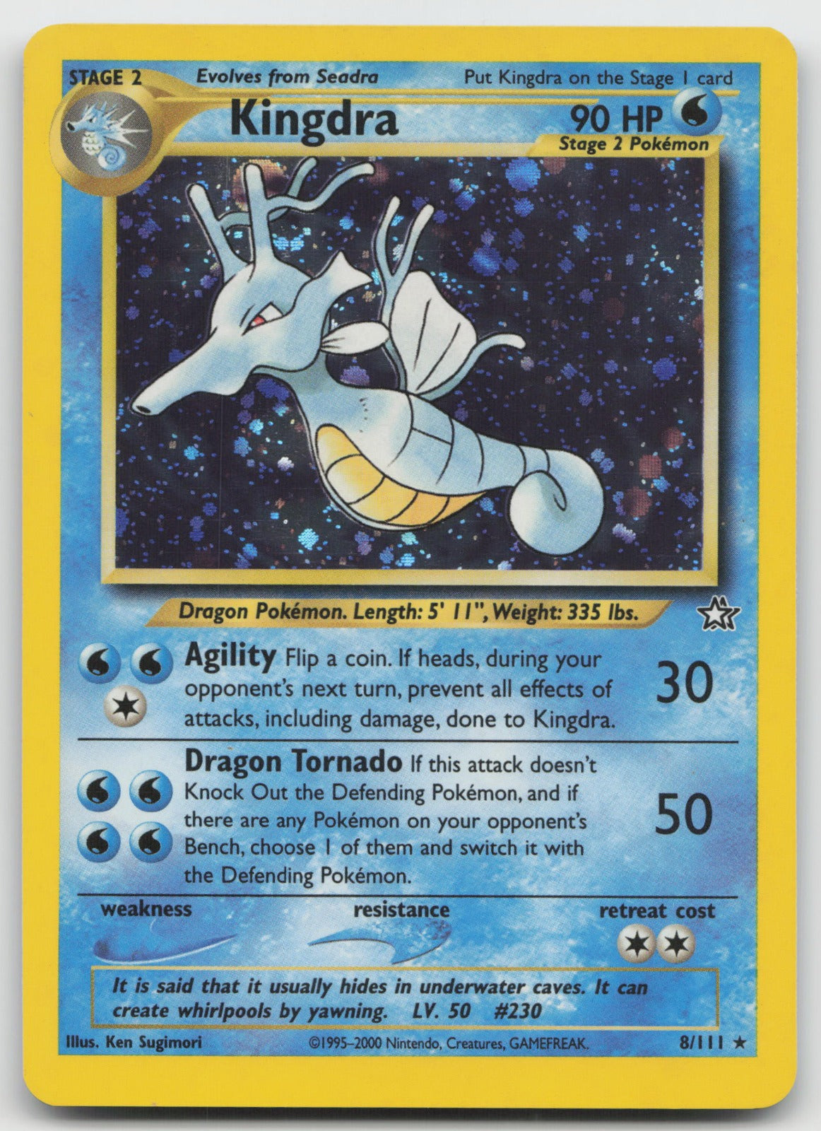 Kingdra Unlimited Holo Rare Neo Genesis 8/111 LP