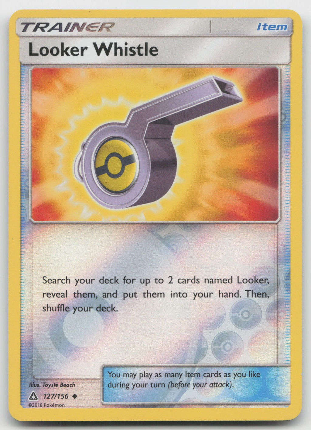 Looker Whistle Reverse Holo Uncommon SM - Ultra Prism 127/156 NM