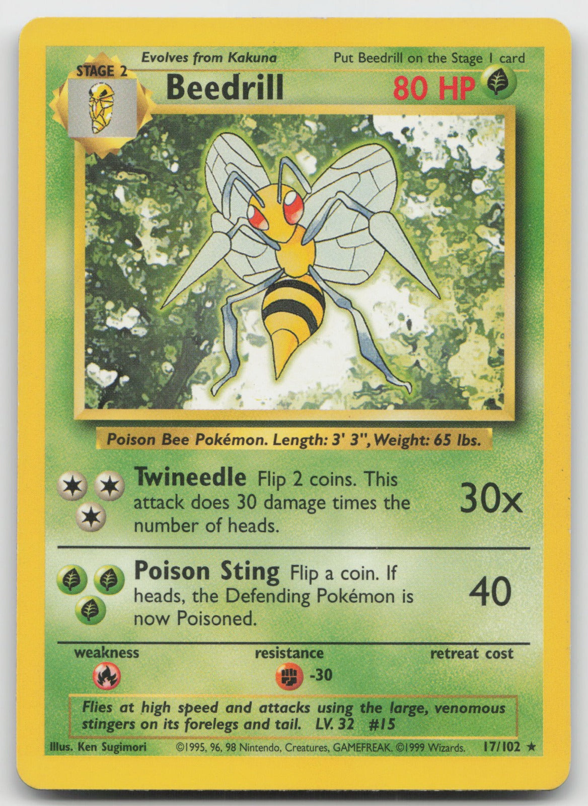 Beedrill Rare Base Set 17/102 HP