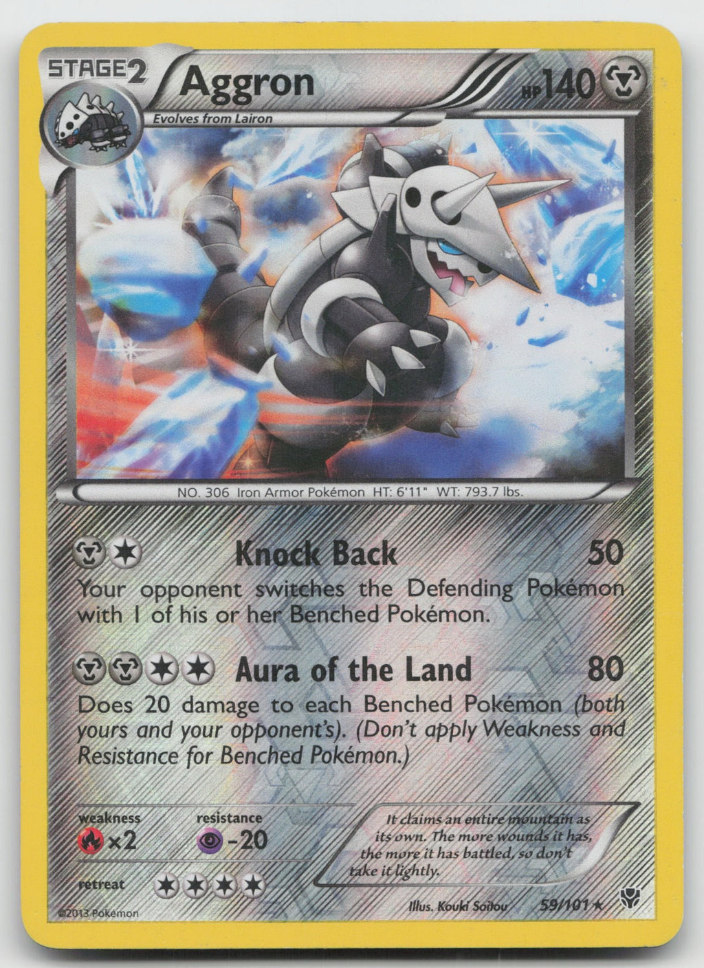 Aggron Rare Reverse Holo Plasma Blast 59/101 MP