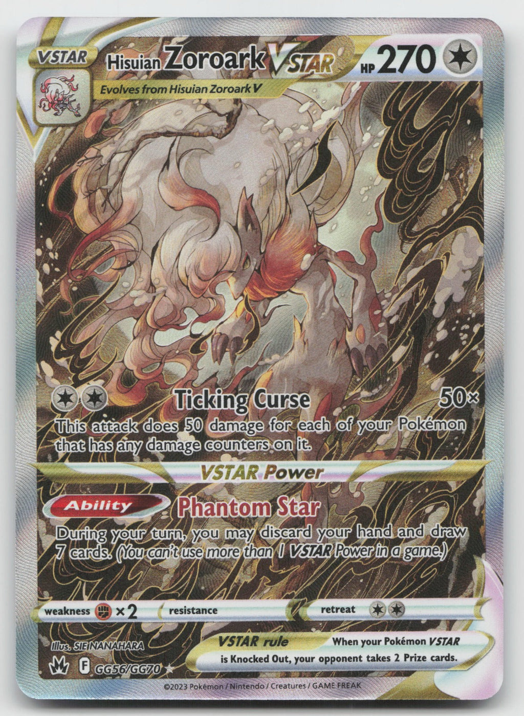 Hisuian Zoroark VSTAR Ultra Rare Holo Crown Zenith Galarian Gallery GG56/GG70 NM