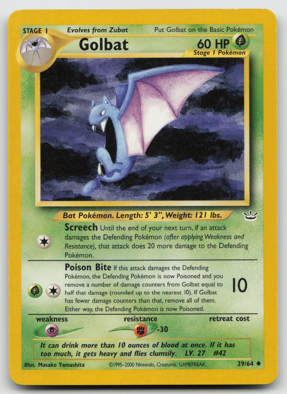 Golbat Uncommon Unlimited Neo Revelation 29/64 LP