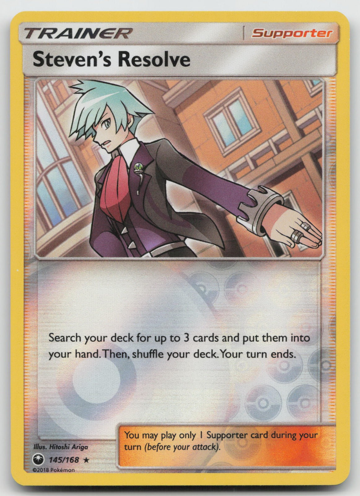 Steven's Resolve Reverse Holo Rare SM - Celestial Storm 145/168 LP