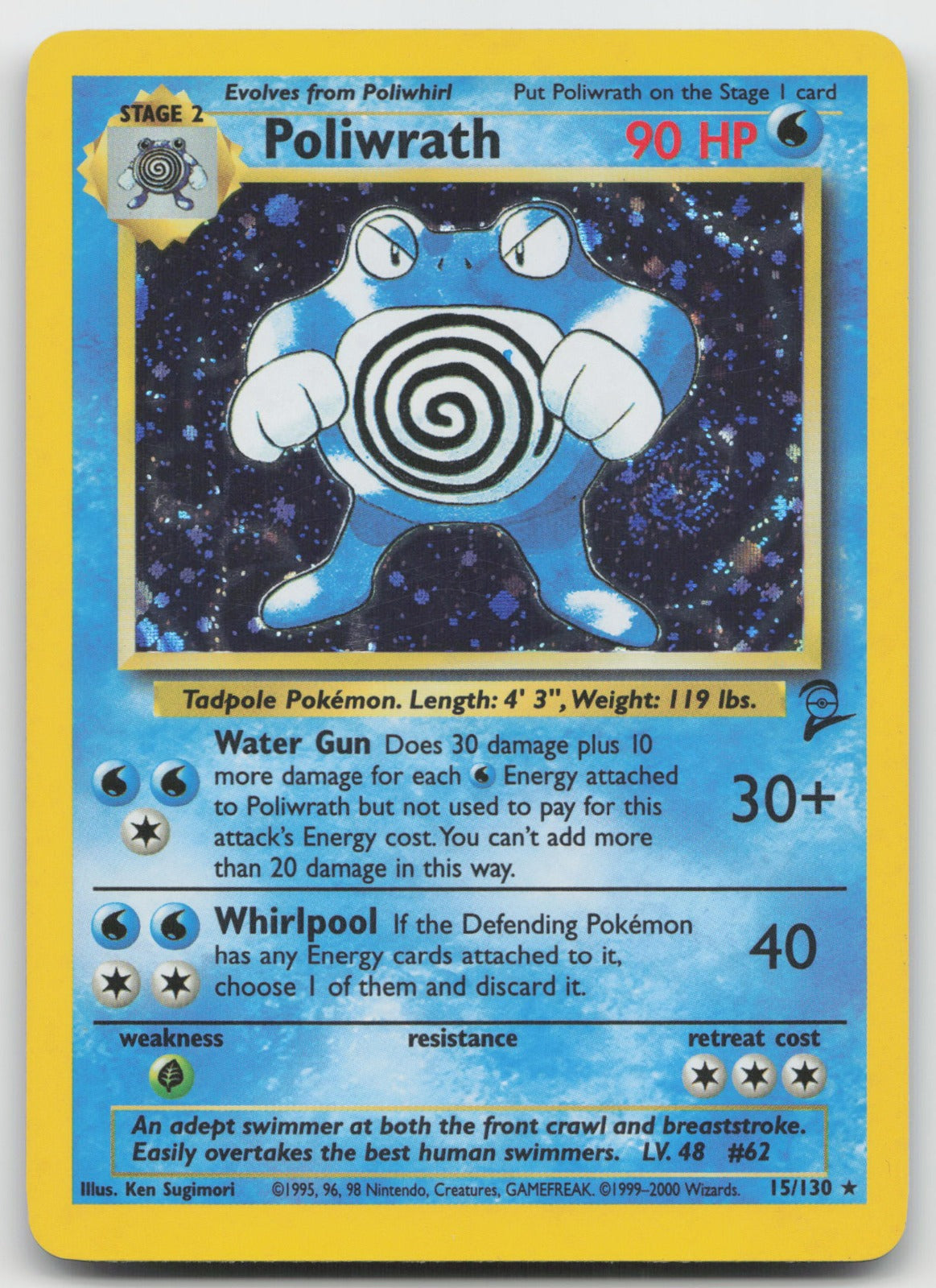 Poliwrath Holo Rare Base Set 2 15/130 LP