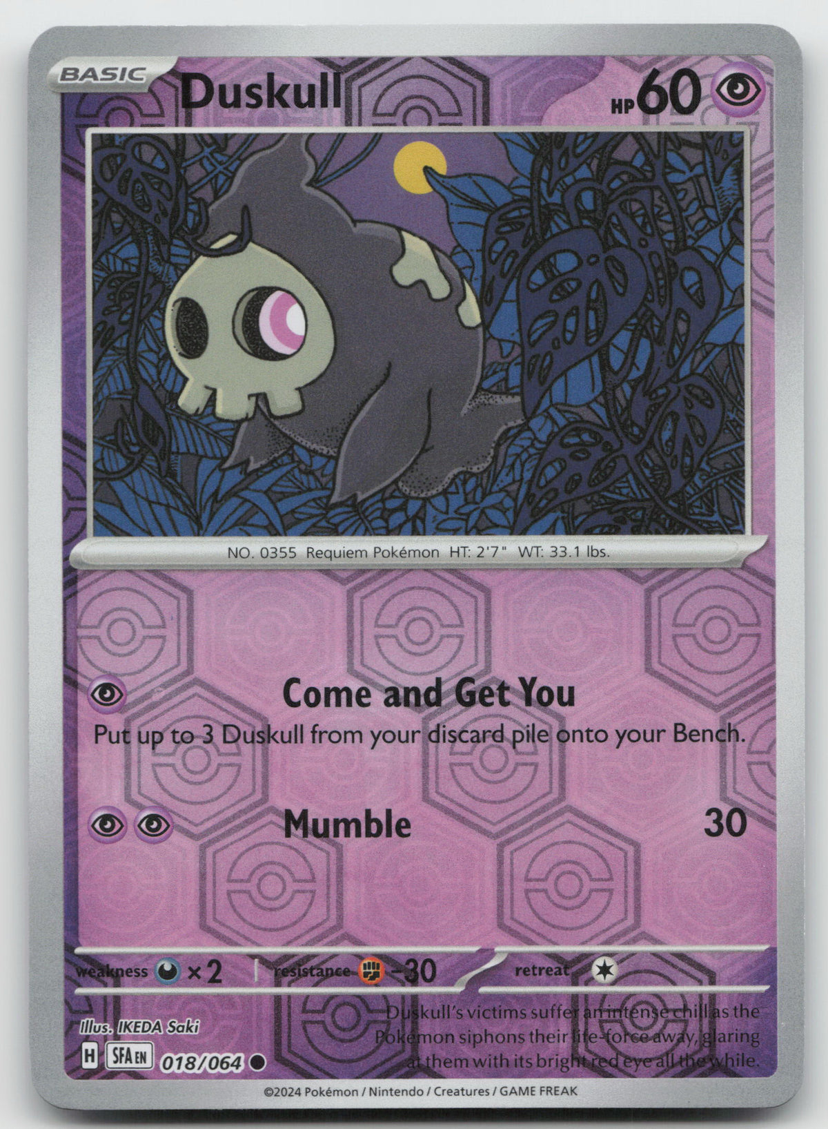 Duskull Common Reverse Holo SV: Shrouded Fable 018/064 NM