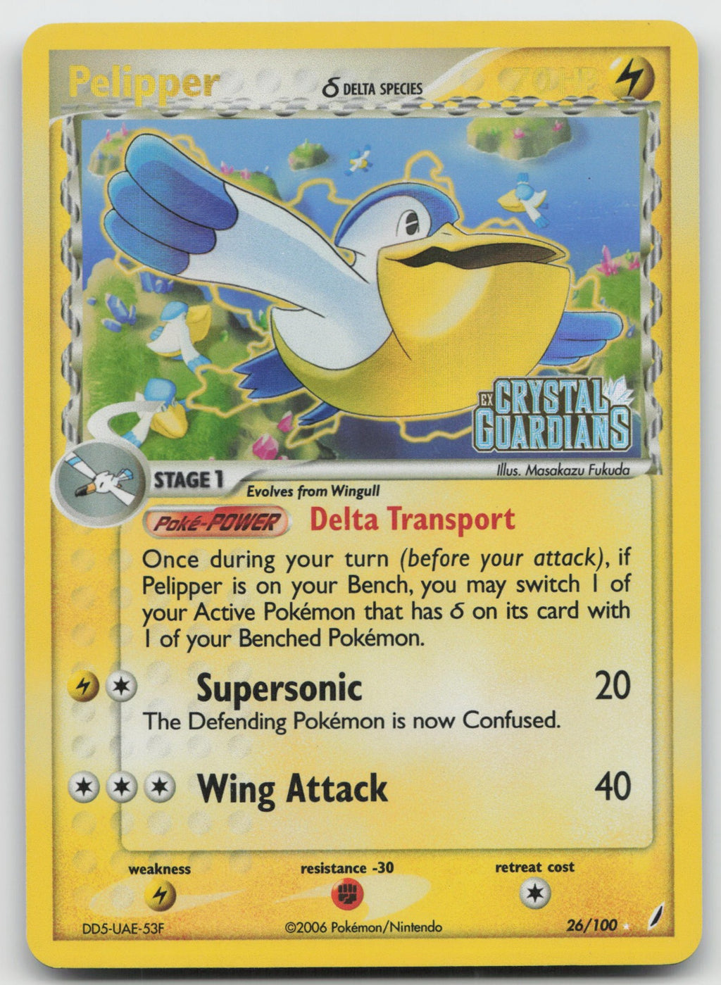 Pelipper (Delta Species) Rare Reverse Holo EX Crystal Guardians 26/100 LP